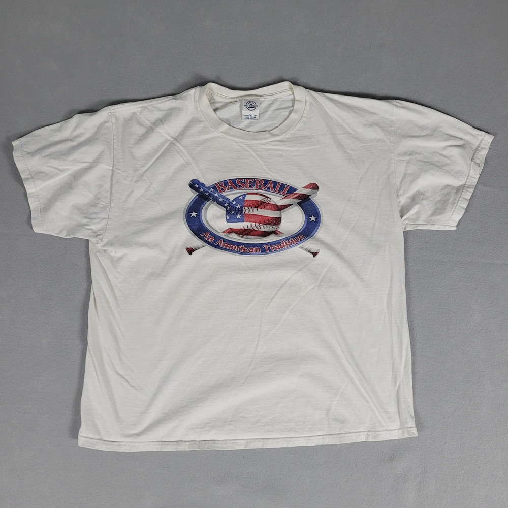 Vintage Delta Pro Weight T-Shirt Mens XL White Baseball American Tradition Y2K